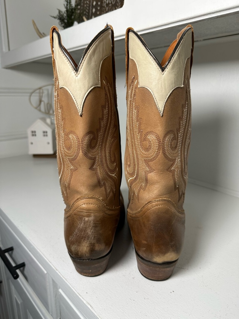 Idyllwind Womens 9.5 Western Boots Tan Cream Leather Cowboy Boots Two Tone - Picture 6 of 10